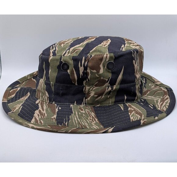 VTG 80s Tiger Stripe Tropical Jungle Combat Boonie Hat Size 7 Military Army Camo - Picture 3 of 6